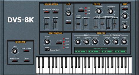 DVS-8K - free Arpeggiator saw synth plugin