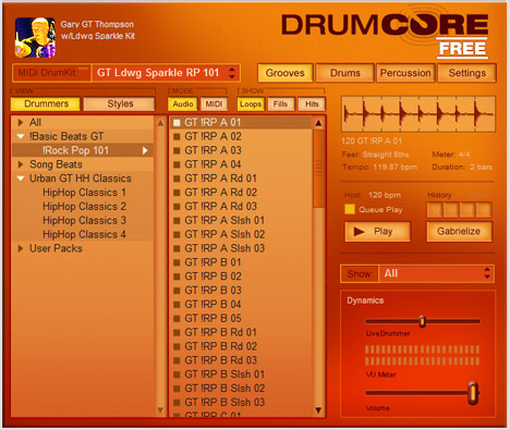 DrumCore Free - free Grooves / drum kit plugin