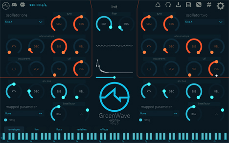 GreenWave - free Dual-osc synth plugin