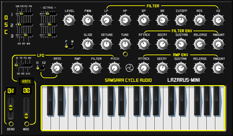 Lazarus-Mini - free Mono / poly analog synth plugin