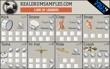 Line of Legends - free Drum kit plugin