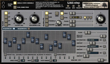 Liść-step - free 16 step sequencer filter plugin