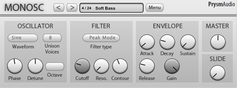 Monosc - free Single oscillator synth plugin