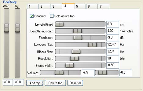 ReaDelay - free Multitap delay plugin