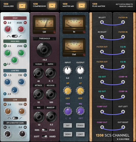 1208 SCS - free Channel strip plugin