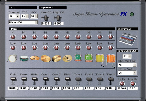 SuperDrumFX - free Acoustic drum set plugin