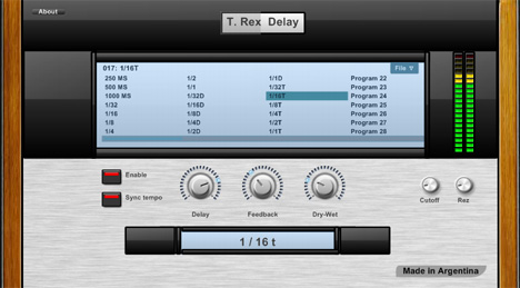 T-Rex Delay - free Tempo delay plugin