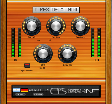 T-Rex Delay Mini Advanced - free Tempo-sync delay plugin