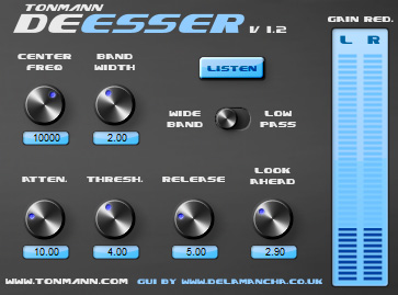 Tonmann DeEsser - free DeEsser plugin