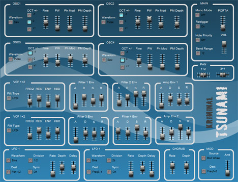 Tsunami - free 4 osc polysynth plugin