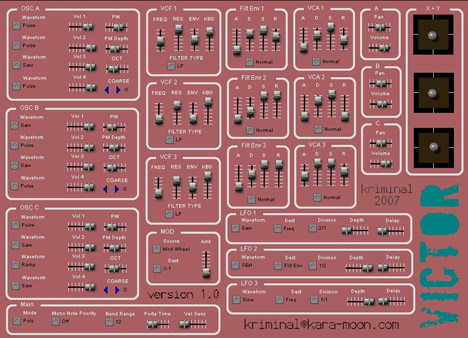 Victor - free 3x4 osc analog synth plugin