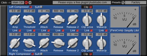 jParaComp - free Stereo / parallel compressor plugin