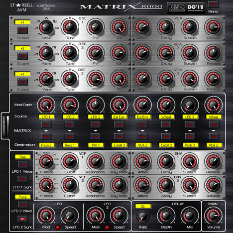 Matrix 8000 - free Analog synth / modulation matrix plugin