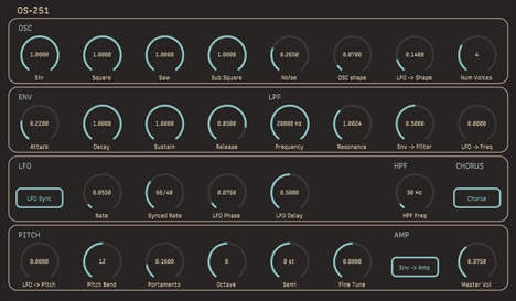 OS-251 - free Digital lo-fi synth plugin